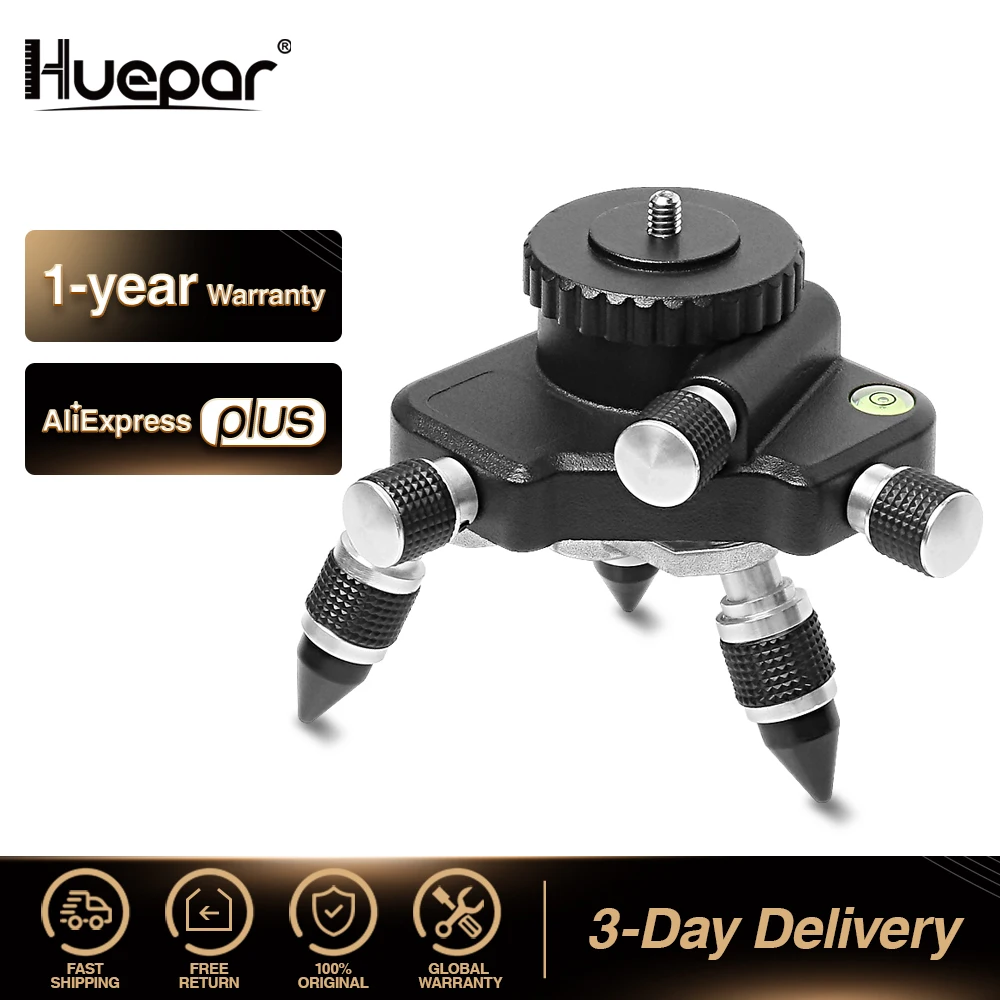 Adaptador de Nível a Laser Base Giratória de 360 Graus para Nível a Laser Tripé Horizontal a Bolha Microajuste Finalização Pivotante Peças e acessórios p/ instrumentos