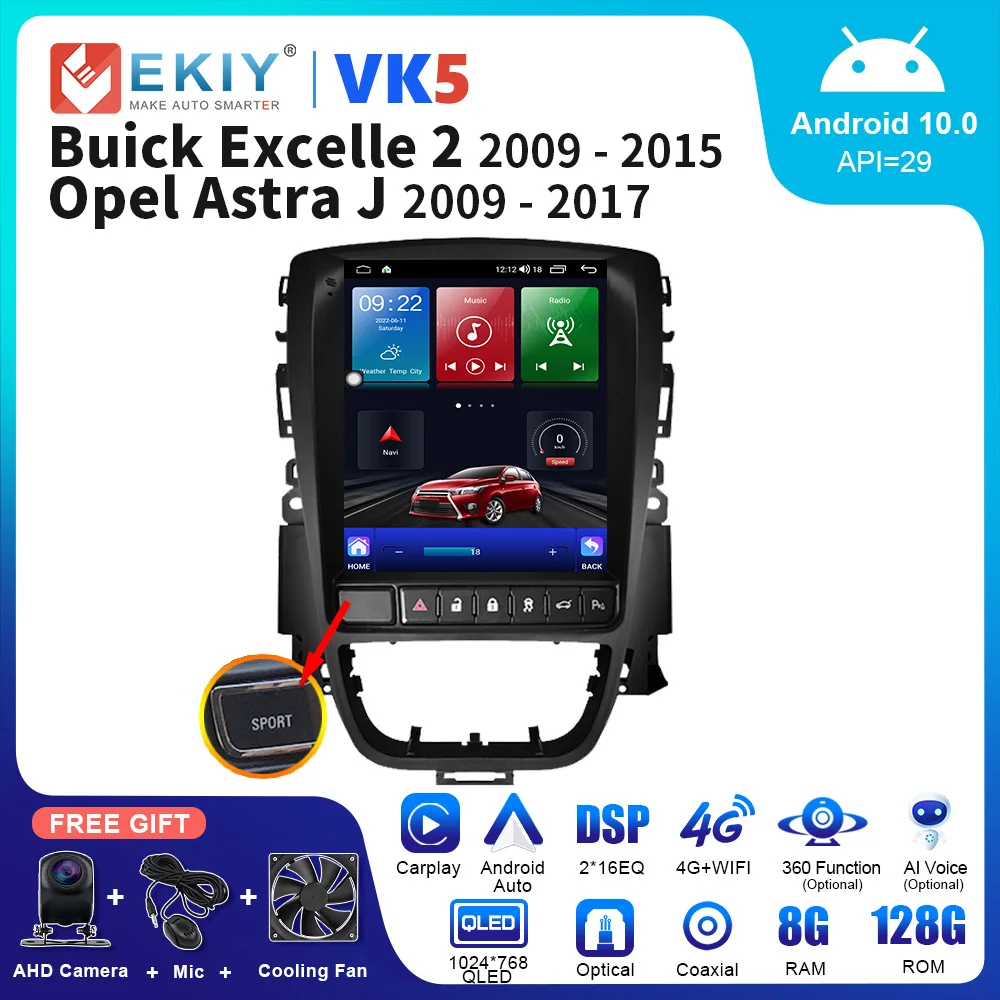 

EKIY VK5 вертикальный автомобильный радиоприемник для Buick Excelle 2 для Opel Astra J 2009-2015 Тесла стиль стерео Carplay Авто GPS мультимедийный плеер