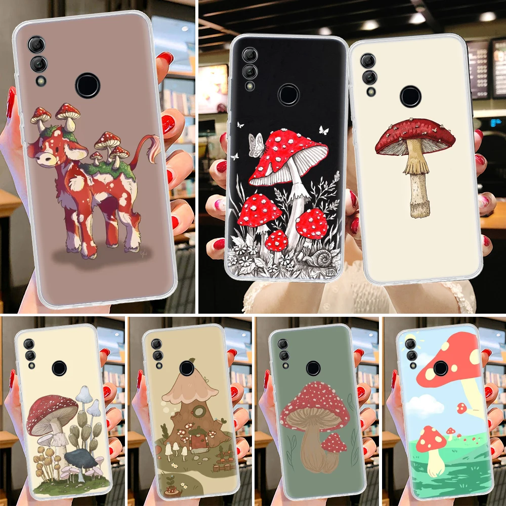 Red Mushrooms Phone Case for Huawei Honor 10 Lite 9 8A 8X 9X 8S Y5 Y6 Y7 Y9S P Smart Z 2019 20 Pro 50 1020i Cover Coque