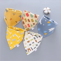 5pces baby drool towel baby triangle towel cotton double button waterproof baby bib pocket scarf spring and autumn