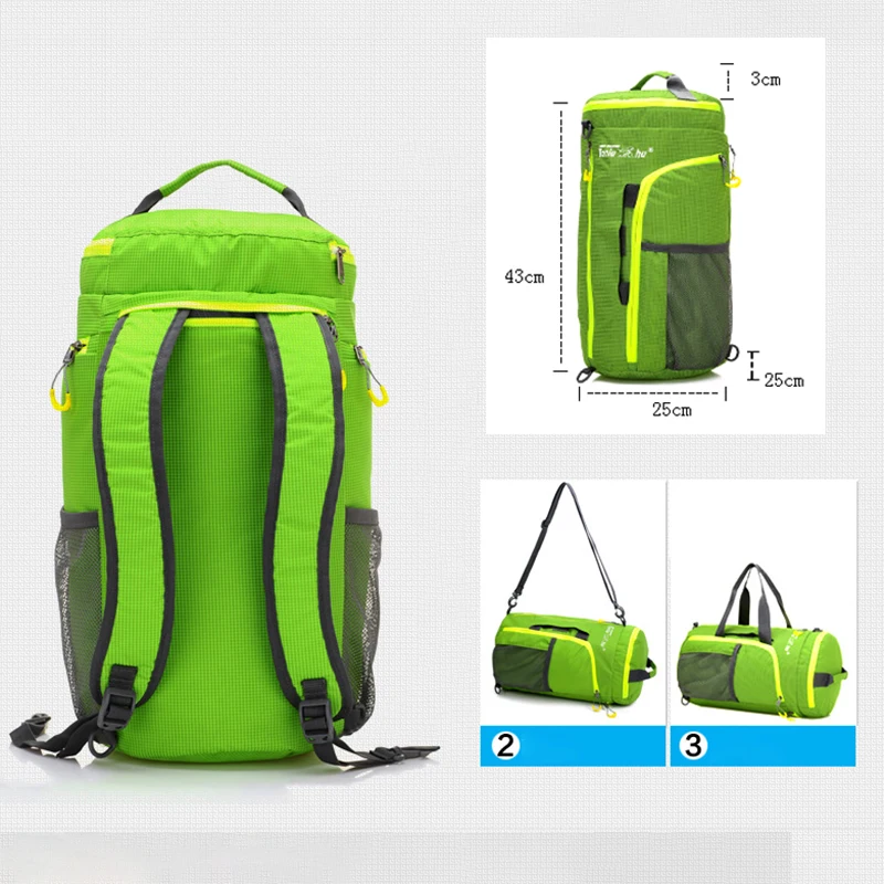 Foldable Sports Backpack Bag Women Men'S Fitness Gym Travel Luggage Duffle Handbag Outdoor Cycling Nylon Weekend Trekking Bag