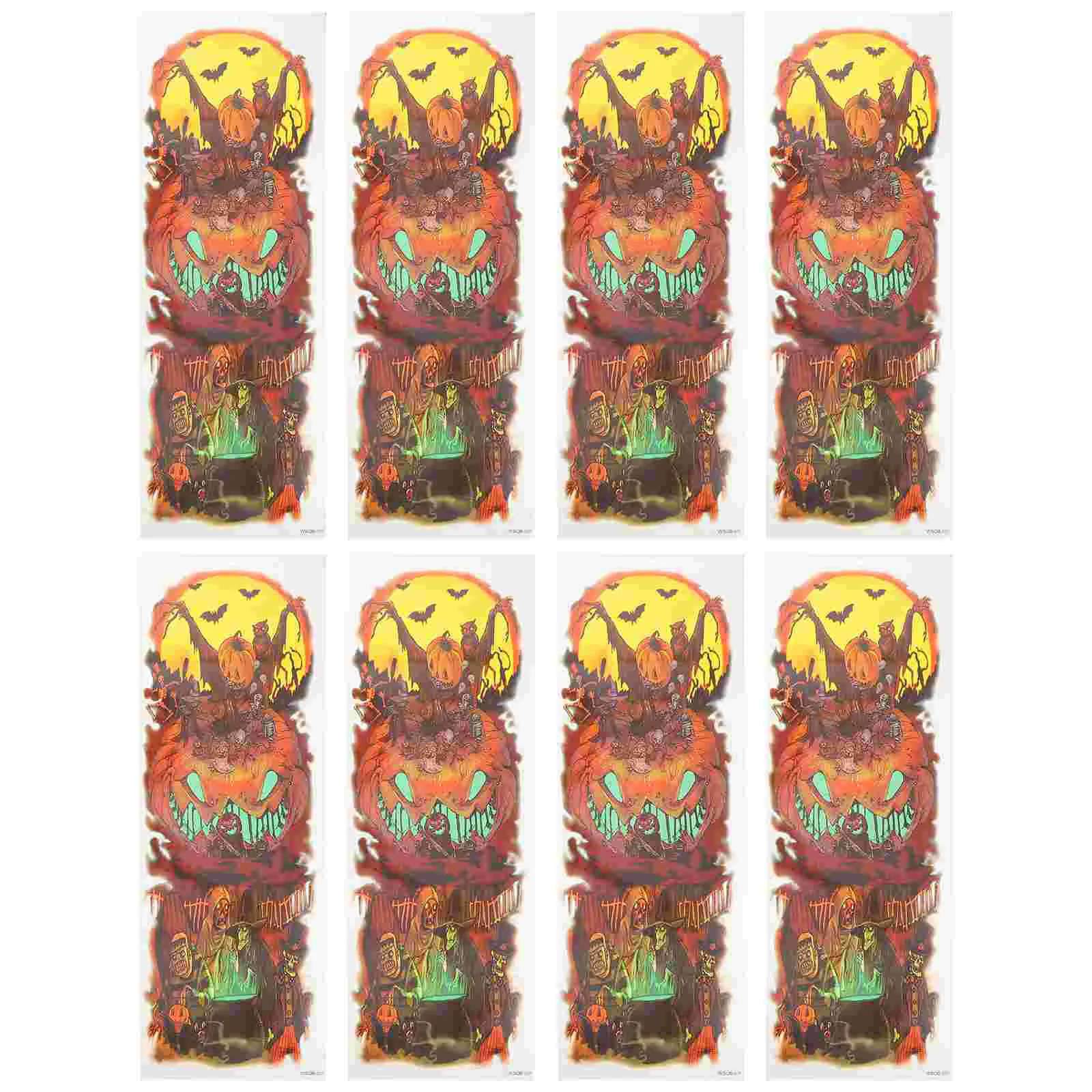 

8pcs Temporary Pumpkin Tattoos Full Arm Tattoos Scary Tattoos Arm Sticker