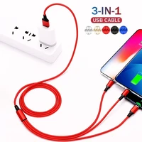 3 in 1 usb cable type c to usb c micro ios mobile phone multiple charging cord for iphone 13 pro max xiaomi mi 12 realme oneplus