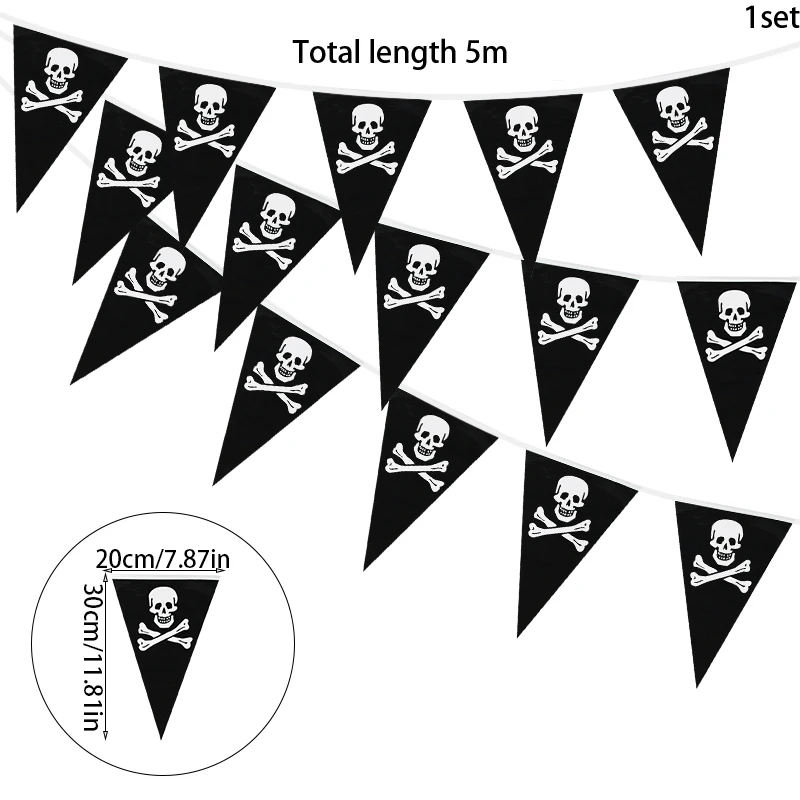 Halloweenowe banery pirackie Piracka czaszka Chorągiewka Trójkątne flagi Domowe dekoracje na imprezę Halloween Motyw pirata Dekoracje przyjęcie