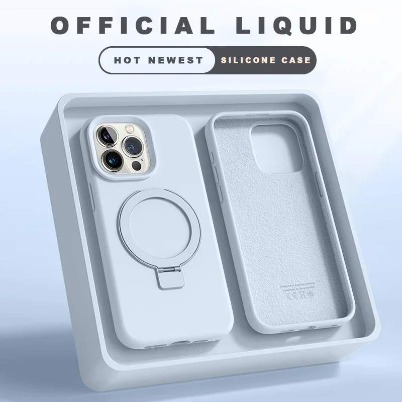 Магнитный силиконовый чехол для телефона Liduid для IPhone 14 11 12 13 16 Pro Max 15 14 16 Plus Magsafe Stand Charge Protector Soft Cover Ca (art.: 3920cf60c513b) - 3920cf60c513b