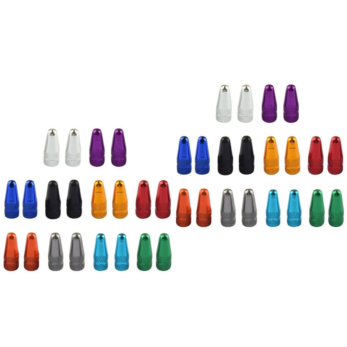

40 pcs Presta Anodized Machined Aluminum Alloy French Style Bike Tire Caps Covers