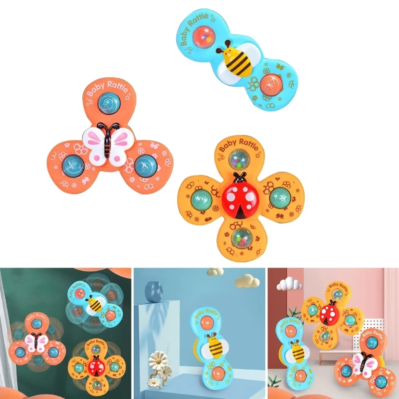 

3Pack Suction Cup Fidgeting Spinner Toy Spinning Top Baby Toy Sensory Bath Toy for Toddler Boys and Girls Age 1-2