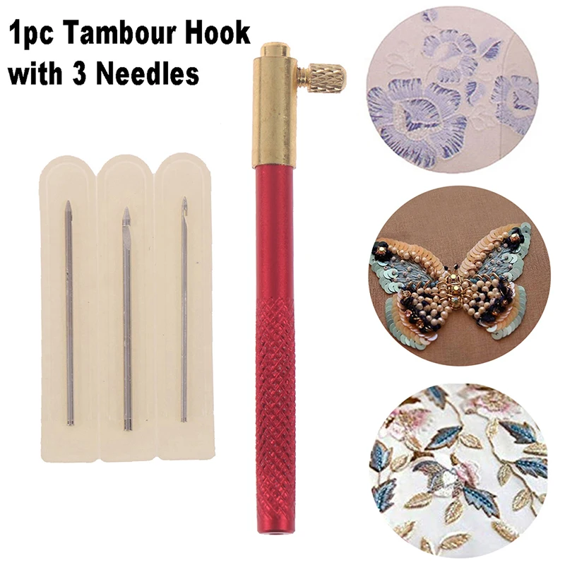 

Embroidery Tambour Crochet Hooks With 3 Needles Knitting Sewing Accessories French Crochet Beading Hand Embroidery Tool Kit