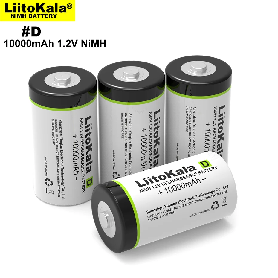 

1-8PCS LiitoKala D Size Battery 10000mAh Huge Capacity Ni-MH Rechargeable D Batteries For Gas Stoves/Water Heater