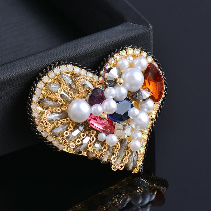 

LEEKER Luxury Cubic Zirconia Pin Heart Brooches For Women Vintage wedding accessories accessoire bijoux femme jewelry 175 LK6