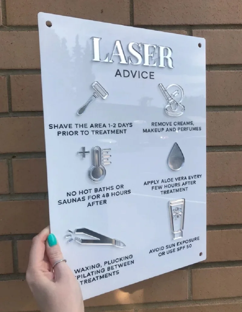 Лазерный знак для удаления волос акриловый настенный A3 Настенный декор салона