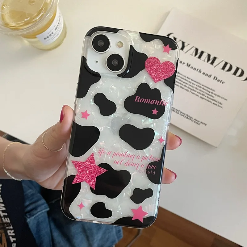 

Shell Heart Cow Pattern Phone Case For iphone 14 13 12 11 Pro Max X XR XSMAX 7 8 Plus SE TPU Case Cover new products