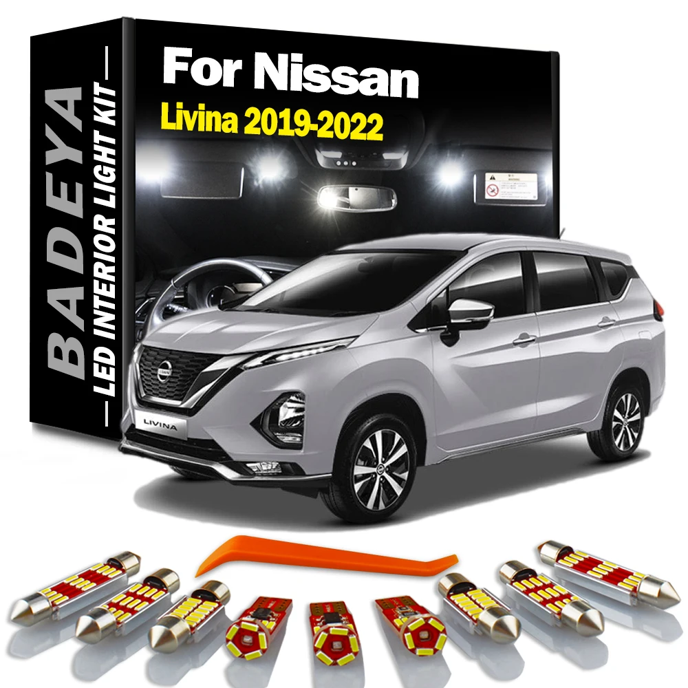 

BADEYA 8 шт. Canbus Автоматическая внутренняя светодиодная подсветка Карта Купол багажник свет комплект для Nissan Livina 2019 2020 2021 2022 автомобильная свет...