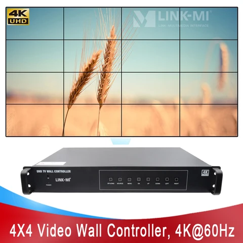 LINK-MI 4K60Hz 6-16 CHs настенный видеоконтроллер для max 16 TVs 4x4 3x4 2x5 3x3 2x3 HDMI DP PIP Mirror Flip 90/180/270 ° поворот