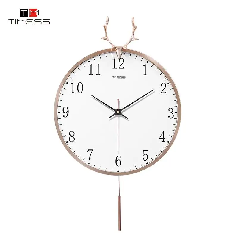 

TIMESS New Modern Design Deer Head Wall Clock Nordic Light Luxury Wall Clock Living Room Mute Quartz Clock Horloge Free Shiping