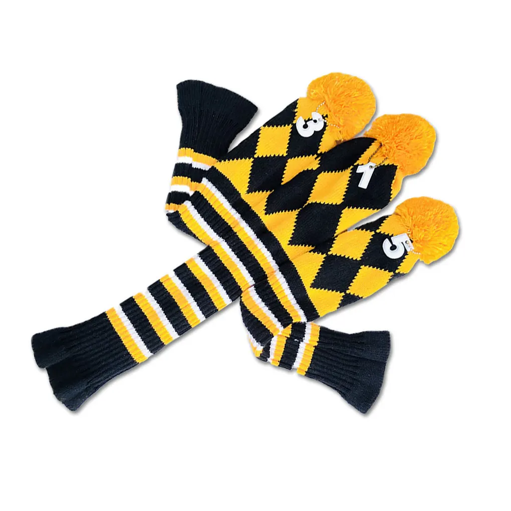 

1/2 Pack of 3 Golf Club Knitted Sleeve Head Cover Kit Decoration Portable with Numbers Exercising Protector Covers for 1 3 5