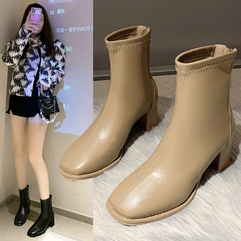 

Белые полусапожки Челси на молнии, женская обувь, роскошная дизайнерская зимняя обувь, низкие женские Модные осенние однотонные полусапожки из резины 2022 Ro