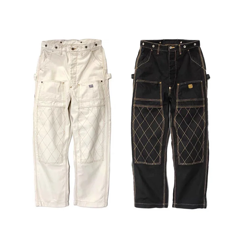 

23SS KAPITAL Japanese Style Fashion Retro Cotton Gold Thread Grid Casual Work Pants Men And Women
