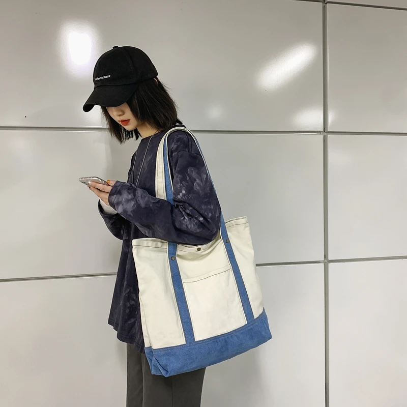 

Unisex Canvas Messenger Bag Y2K Denim Shoulder Bags For Women Casual Jeans Eco Bag Korean Cross Sling Bag Shopper Tote Handbag