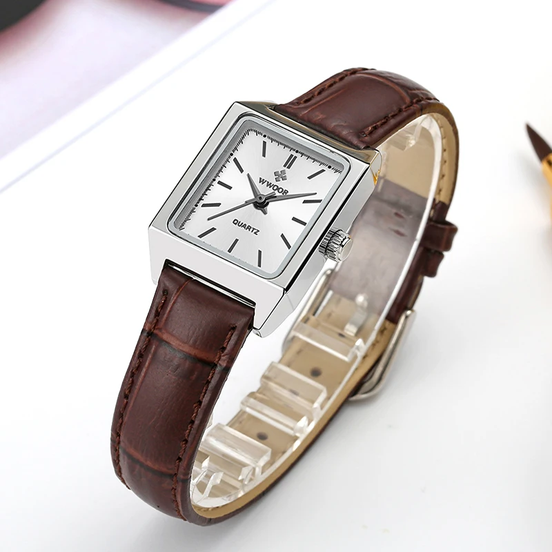 WWOOR New Watch Women Fashion Luxury Ladies Quartz Bracelet Wristwatch Simple White Dial Waterproof Ladies Watch Reloj De Hombre
