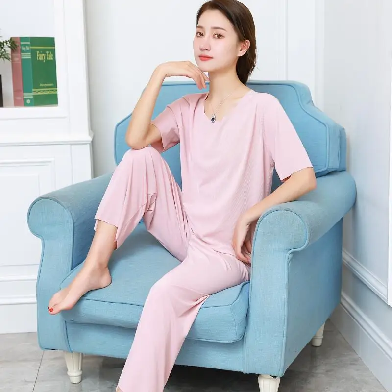 Women's Home Clothes Summer Suit Sleepwear Homewear Female Pajamas Set Pantsuits Home Suit Women Loungewear