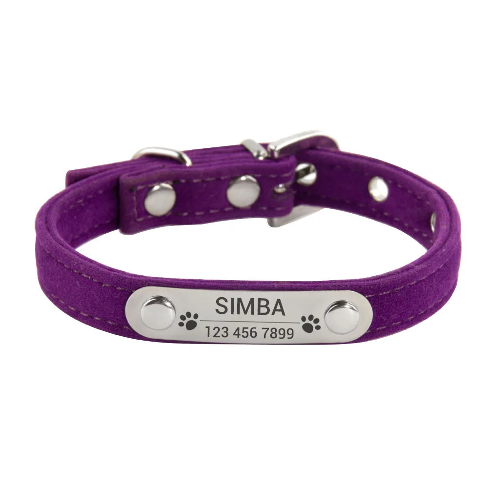 

Personalized Cat Collar Soft Velvet Puppy Necklace Collars for Cats Small Dog Kitten Accessories Custom ID Name Free engraving