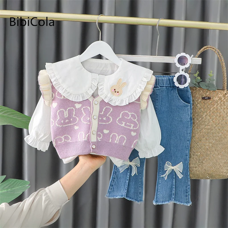 

Весенне-осенняя одежда для маленьких девочек жилет для девочек детская одежда из трех предметов весенне-осенний стиль для девочек