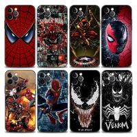 phone case for apple iphone 11 12 13 pro max 7 8 se xr xs max 5 5s 6 6s plus case silicone cover marvel venom spiderman anime