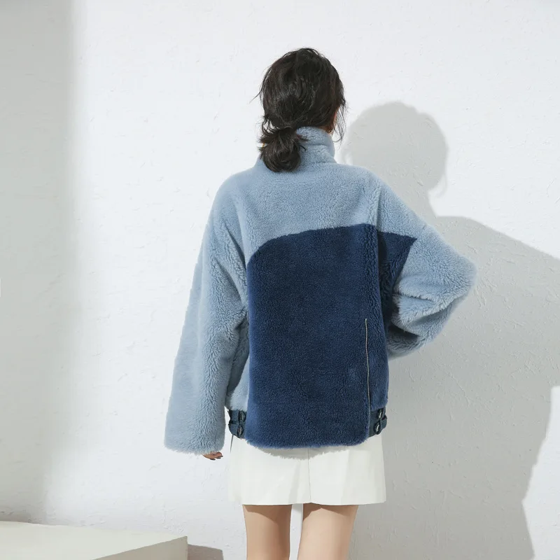 Winter lambswool coat fur sheep shearing coat woman