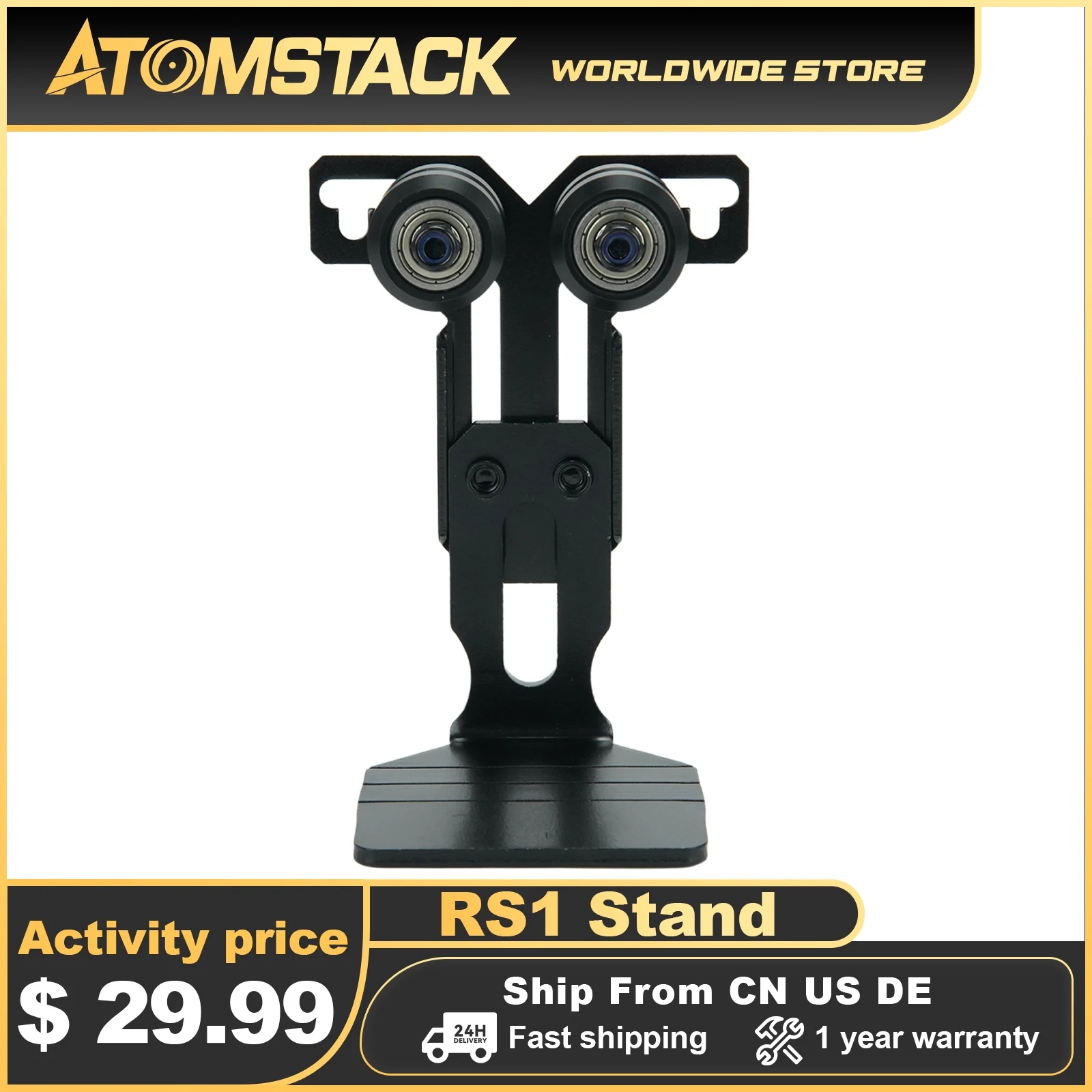 

ATOMSTACK RS1 Stand for Rotating Roller Compatible 95% Of Laser Engraver Machine Ortur Neje Twotress Roller Steady Support Based