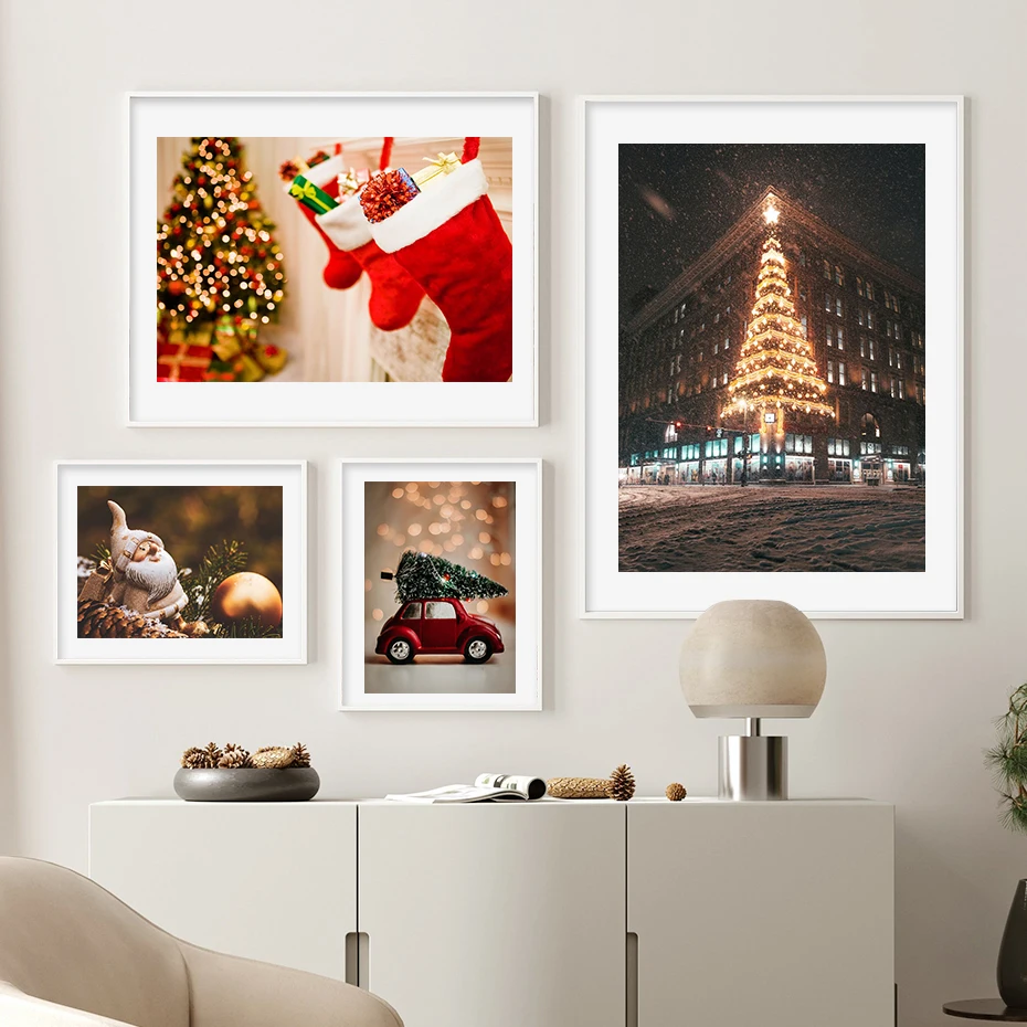 

Christmas New Year Theme Posters and Prints Canvas Painting Christmas Tree Wall Art Picture for Living Room Home Decor Cuadros