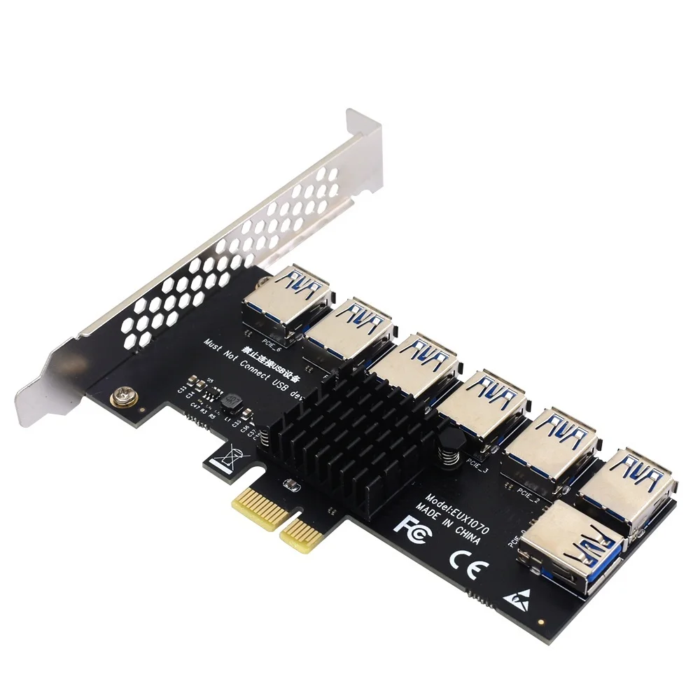 

Gold PCIE PCI-E Riser Card 1 to 4 USB 3.0 Multiplier Hub X16 PCI Express 1X 16X Adapter For Bitcoin ETH Mining Miner