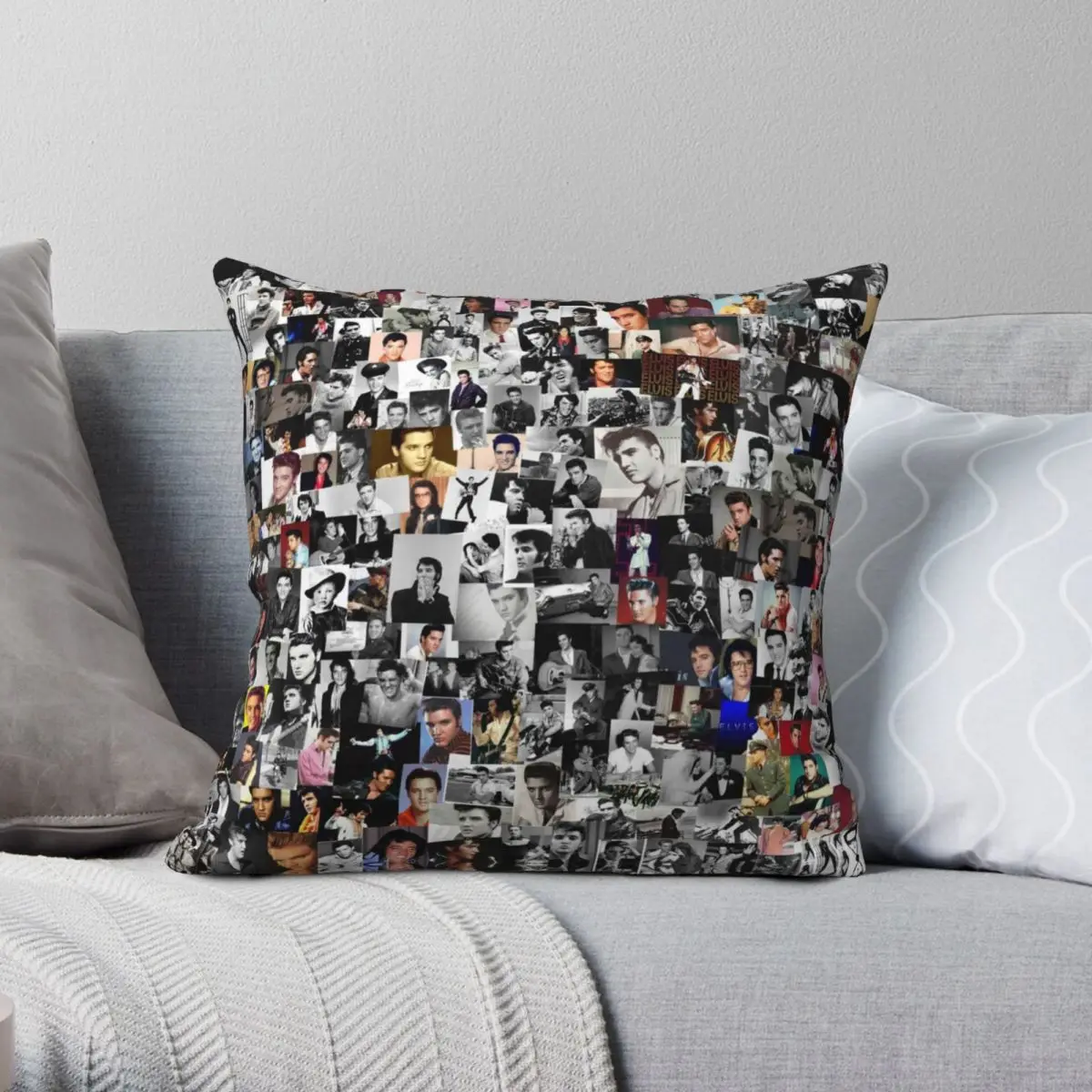 

Elvis Presley Collage Square Pillowcase Polyester Linen Velvet Zip Decor Pillow Case Sofa Seater Cushion Cover 45x45