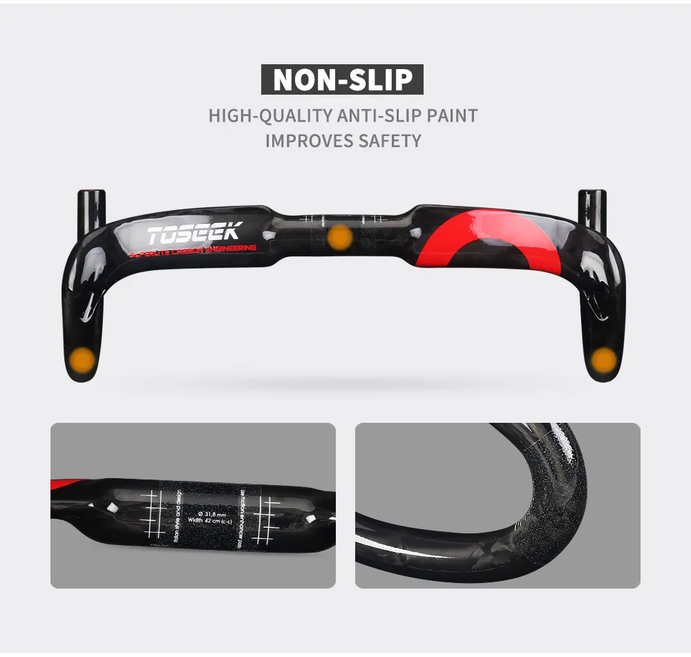 Bicycle Road Handlebar 31.8*400/420/440MM UD Carbon Fiber Bike Handle Bar Internal Routing Parts Red Black Green | Спорт и