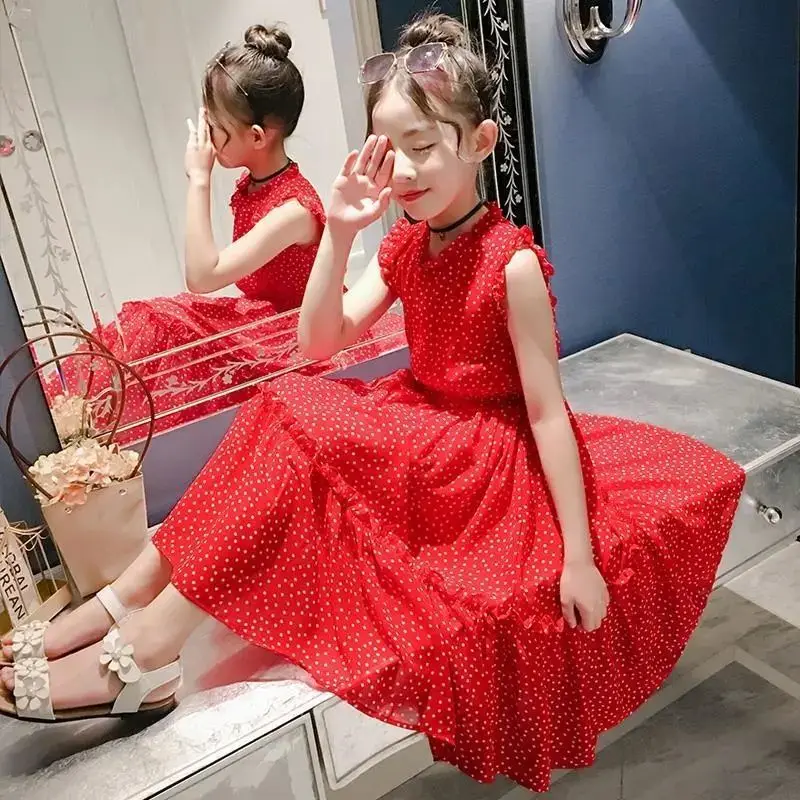 

Children Dresses Girls Chiffon Summer 2022 New Middle and Big Princess Girl Dress Design Elegant Dress 7 8 9 10 11 12 Years Old