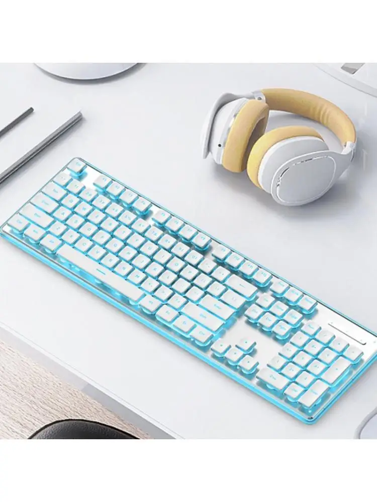 Фото Механические игровые клавиатуры Y1UB Silent, 104 клавиши, USB-шнур с RGB-подсветкой и водонепроницаемостью IPX4, аксессуары для №1
