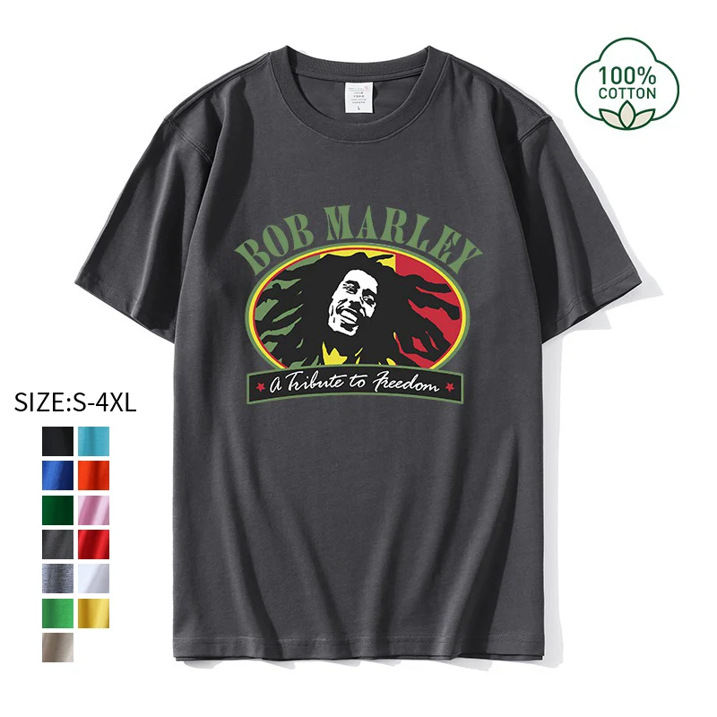 

Bob Marley T Shirt Men Retro Shirt Casual Punk Rock Reggae Music Tee Shirt Homme Боб Марли 4xl Comfortable Crew Neck