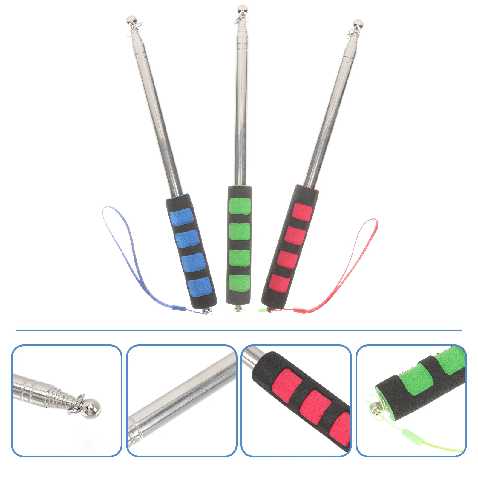 

3 Pcs Metal Signs Decor Handheld Telescopic Flagpole Banner Clip Marcher Pointer Classroom Supply Whiteboard Teacher Office