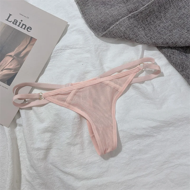 Европейские и американские футболки на шнуровке однотонные персиковые стринги