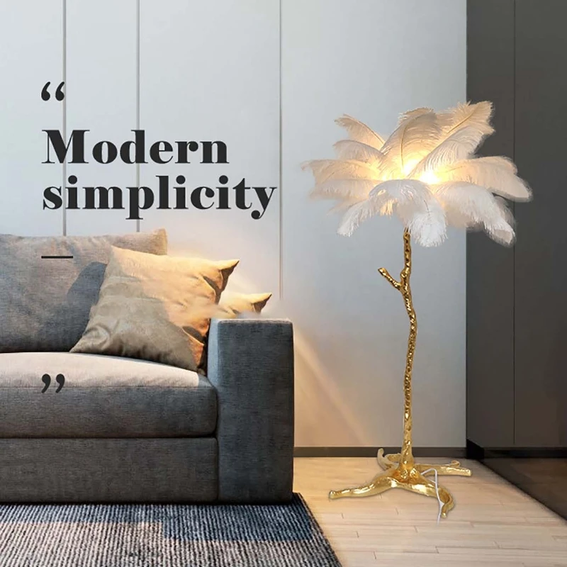 Современные светодиодсветодиодный напольные лампы 1 2 м страусиное перо для