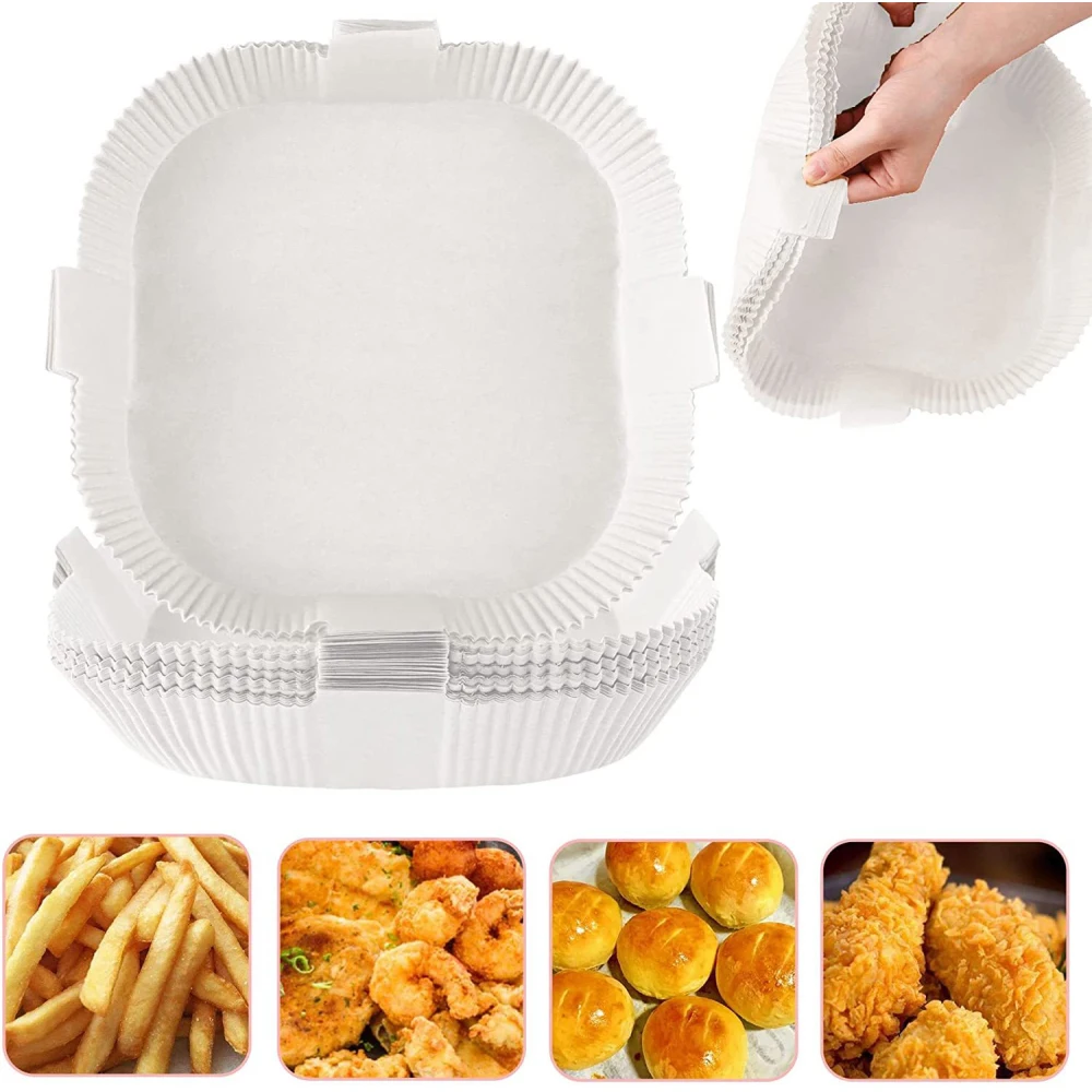 

30/50pcs Set Silicone Oil Paper Handle Special Paper For Air Fryer Baking Oil Proof Paper Holder Barbecue Silicone Oil Paper