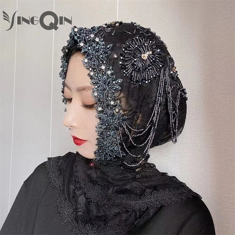 Muslim Women Headscarf Freeshipping Shawl Lace Chiffon Hollowed Summer Scarf Hijab Hat Prayer Kufi Islam Saudi Arabia Headwraps
