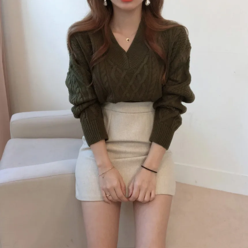 New Winter Sweater Women Pullover Girls Tops Vintage stripe Autumn Elegant Female Knitted Outerwear Warm Oversize | Женская одежда