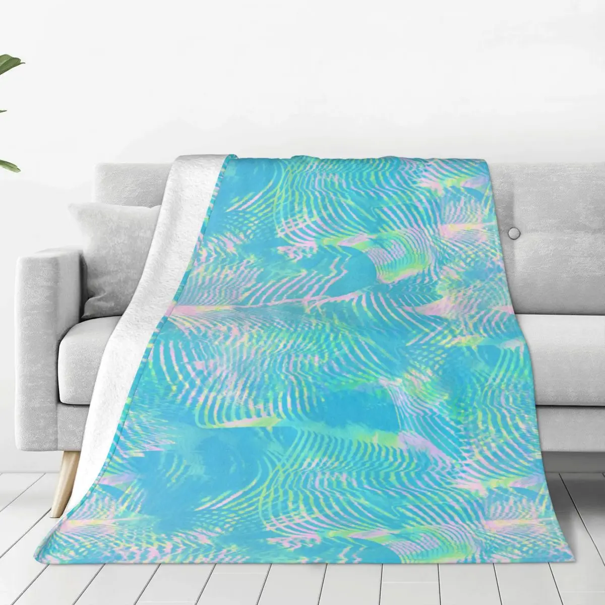

Wave-green Abstract Texture Flannel Blankets Water fluorescence, abstraction, Awesome Throw Blanket for Bed Sofa Couch Bedspread