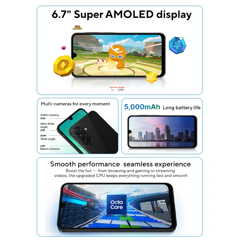 Фото Глобальная версия смартфона Samsung Galaxy A26 5G с процессором Exynos 1380, 6,7-дюймовым Super AMOLED дисплеем 120 Гц, 50-мегапиксельной камерой и батареей 5000 мАч №2