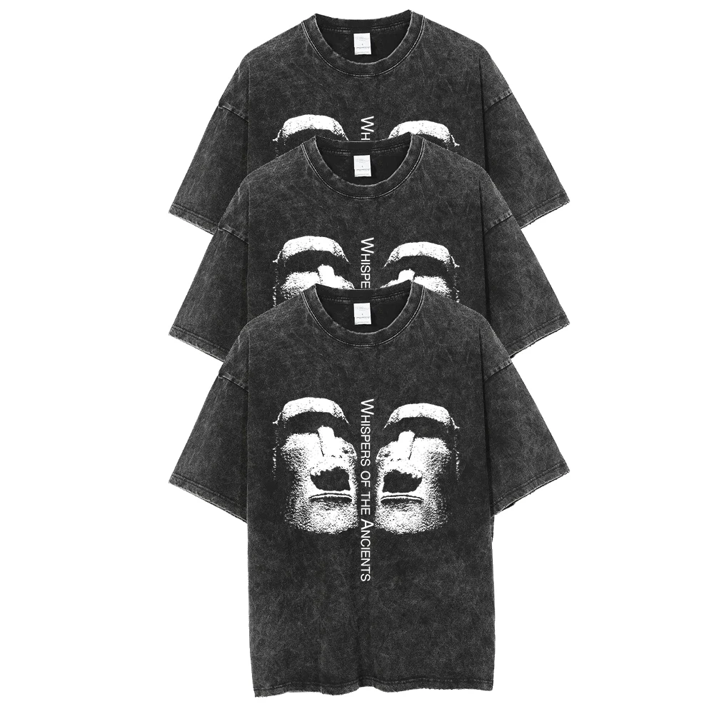 Coolmind U0046 Мужская футболка с принтом статуи Пасхи острова большой размер 100% хлопок