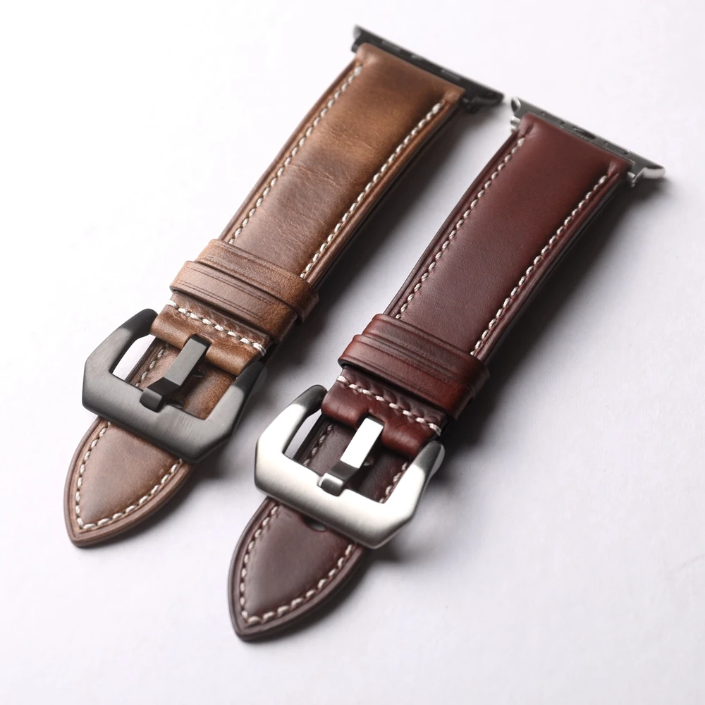 Кожаный Ремешок Ручной Работы Для iWatch Apple Watch Ultra 49/46/45 Мм Мягкий Браслет Унисекс В