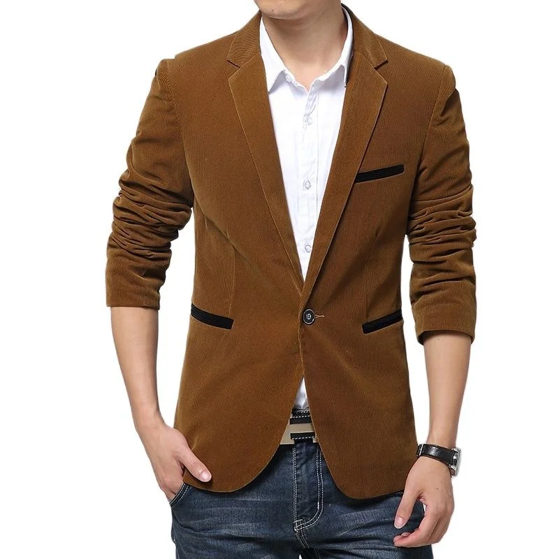 

Hot sale Men slim fit casual corduroy blazers men's royal blue/red/black/yellow suit blazers fashion party office costume