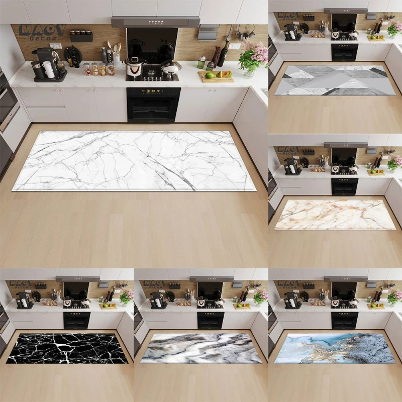 

Bathroom Non-slip Foot Rug Marble Pattern Kitchen Mat Home Bedroom Floor Mats Hallway Entrance Doormat Living Room Decor Carpet