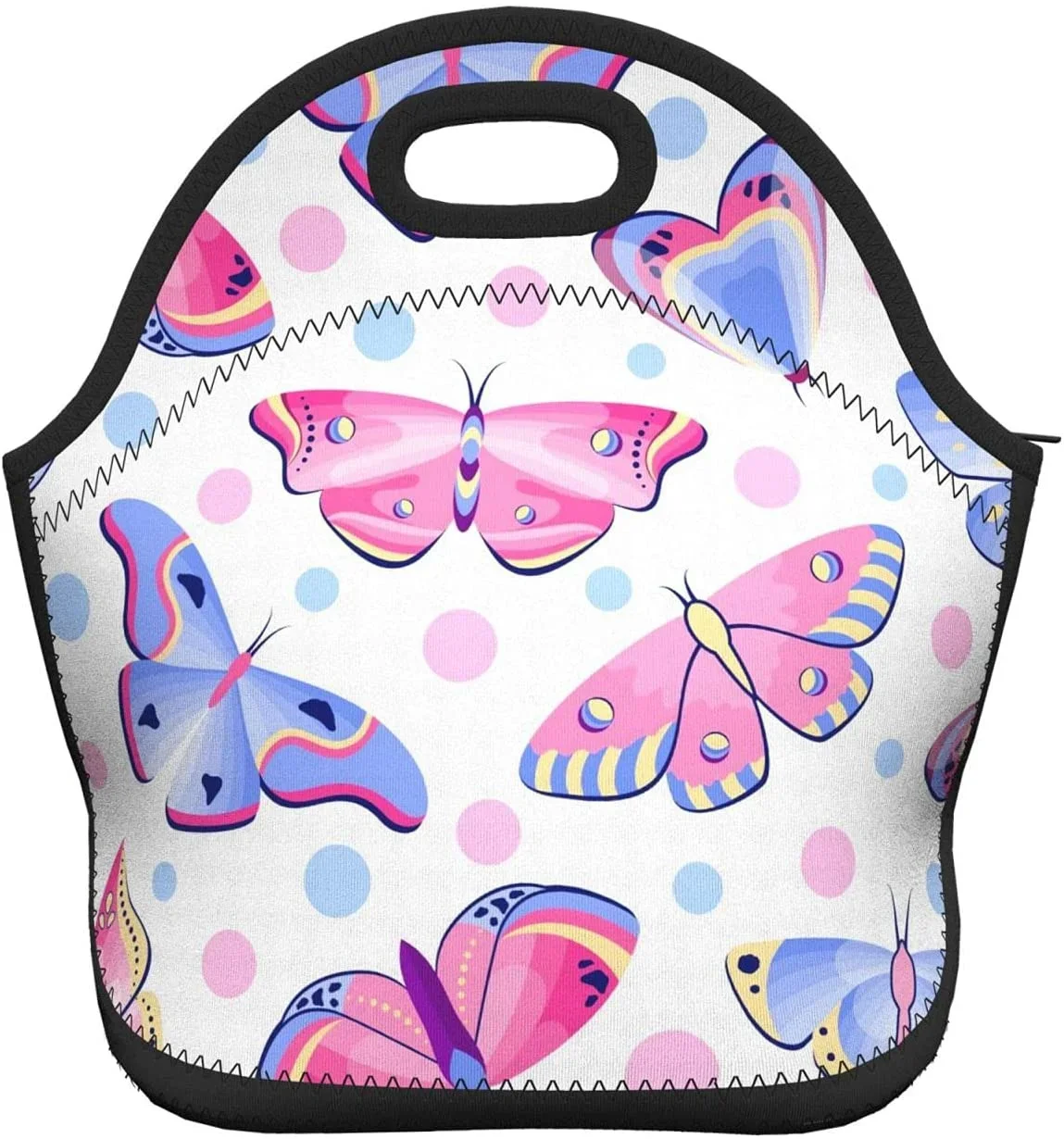

Beautiful Butterflies Neoprene Lunch Bag Boxs,Durable Thermal Tote Bag Organizer Cooler Bento Bags Lunchbox Handbag for Work